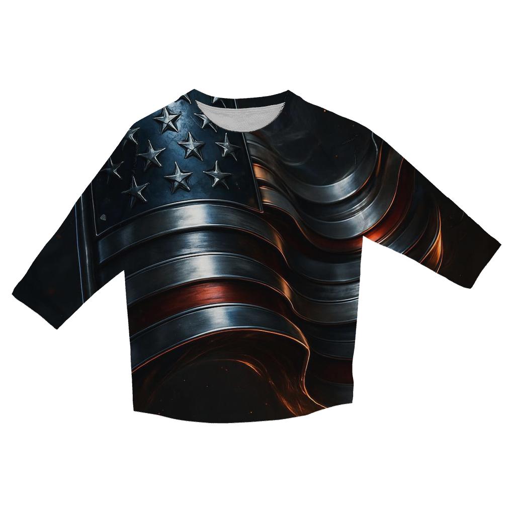 Midnight Foundry Flag printed three quarter sleeve shirts