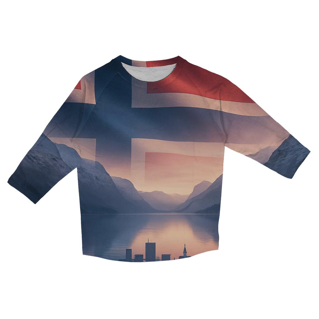Aurora Fjord Flag Norway cotton quarter sleeve shirts
