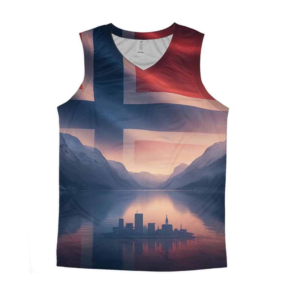 Aurora Fjord Flag Norway sports performance tank tops
