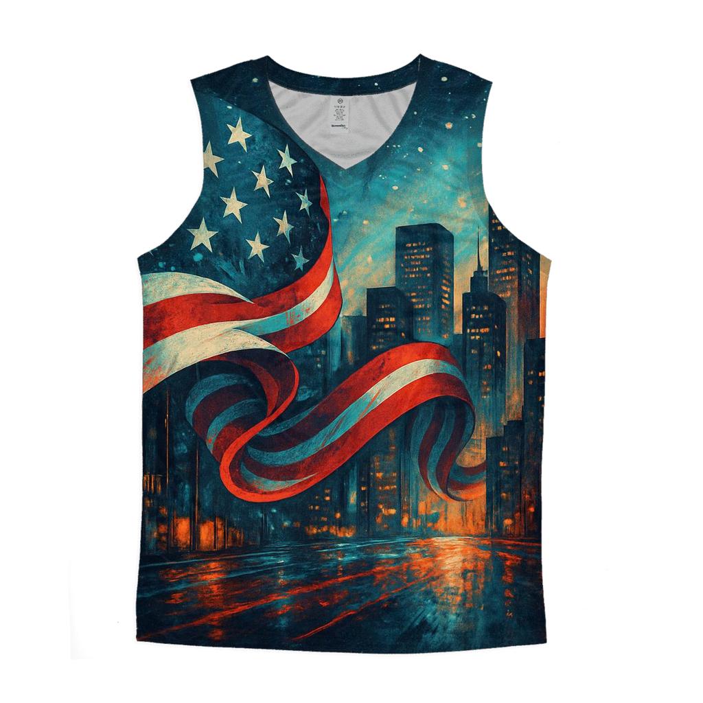 Liberty Tide Over The Skyline graphic print tank tops
