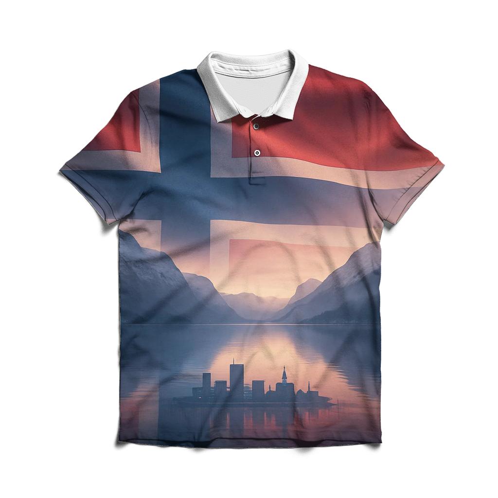 Aurora Fjord Flag Norway personalized polo shirts