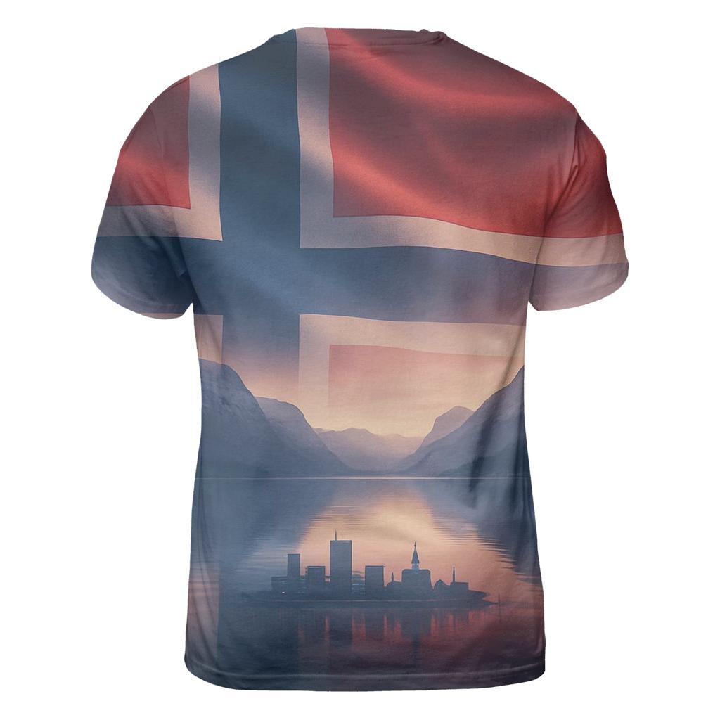 Aurora Fjord Flag Norway artistic all-over print tops