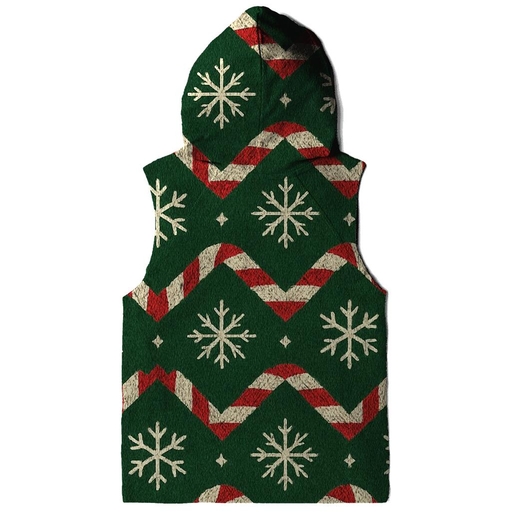 Ivory Snowflake And Candy Cane Chevron On Pine Green Background hoodie styles