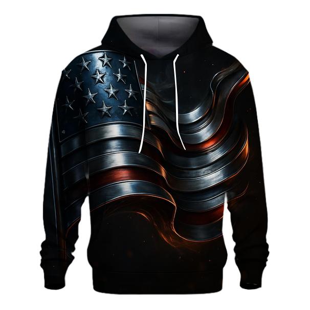 Midnight Foundry Flag embroidered hoodies