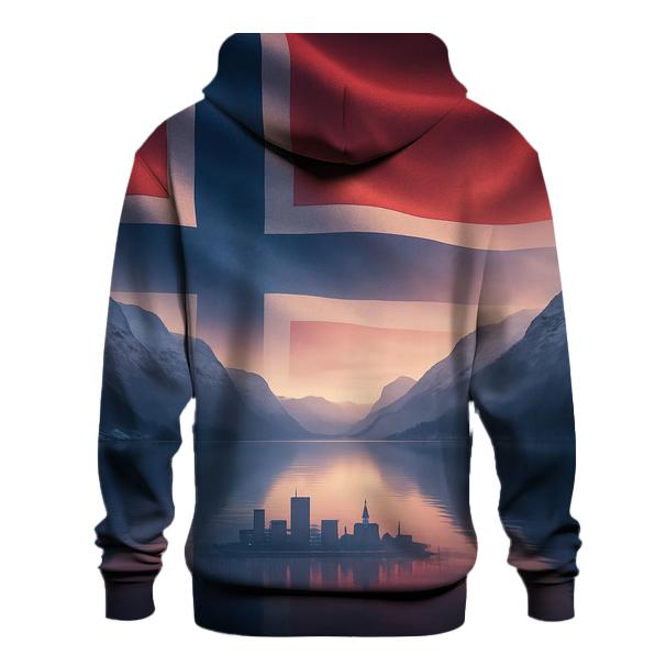 Aurora Fjord Flag Norway embroidered hoodies