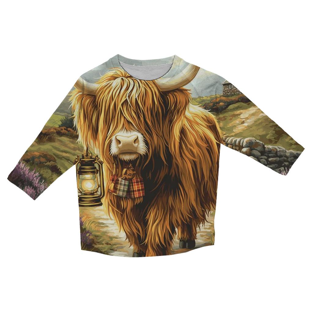 Highland Cow Lantern Keeper trendy 3/4 sleeve tops