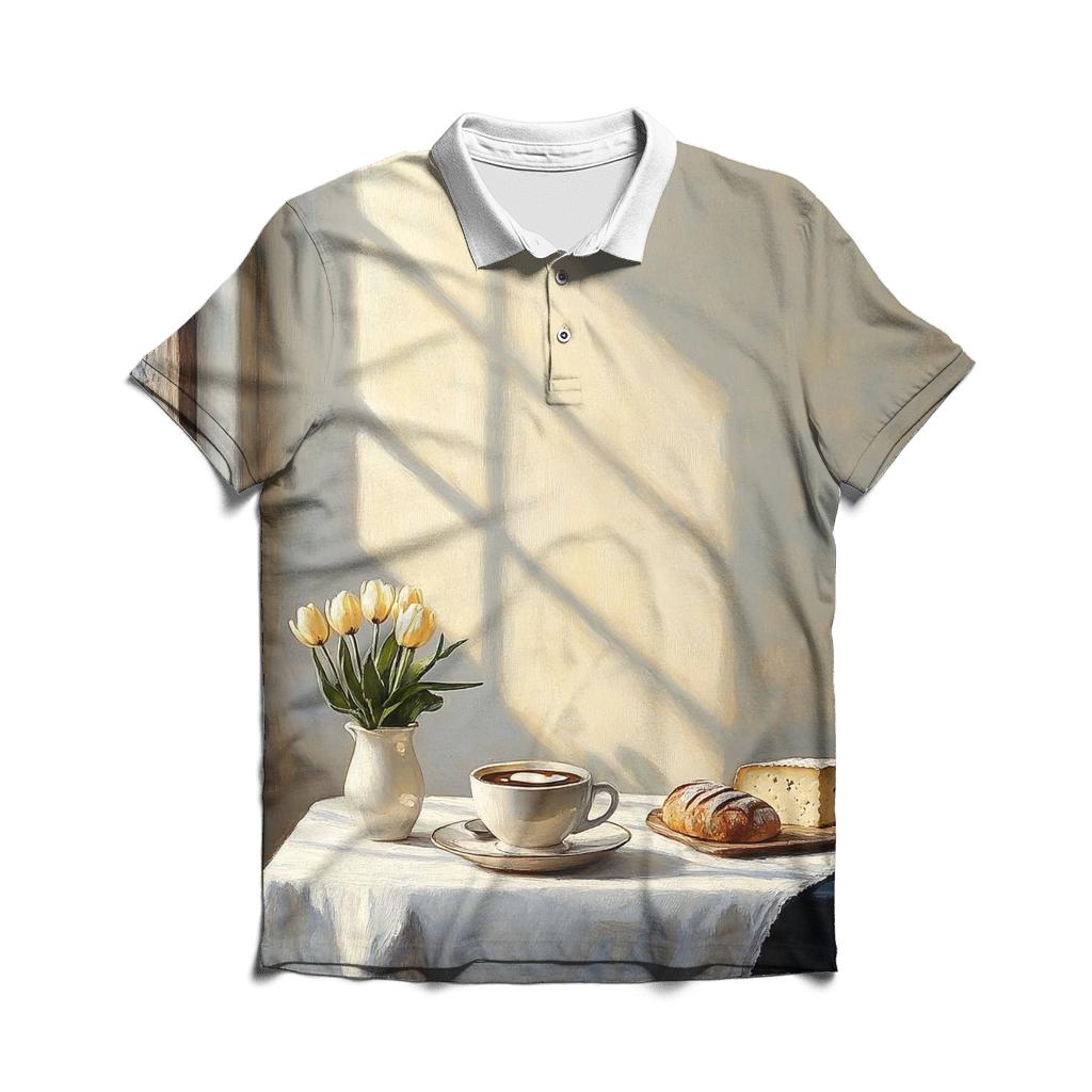 Johannes Vermeer Inspired Cafe Morning Light personalized polo shirts