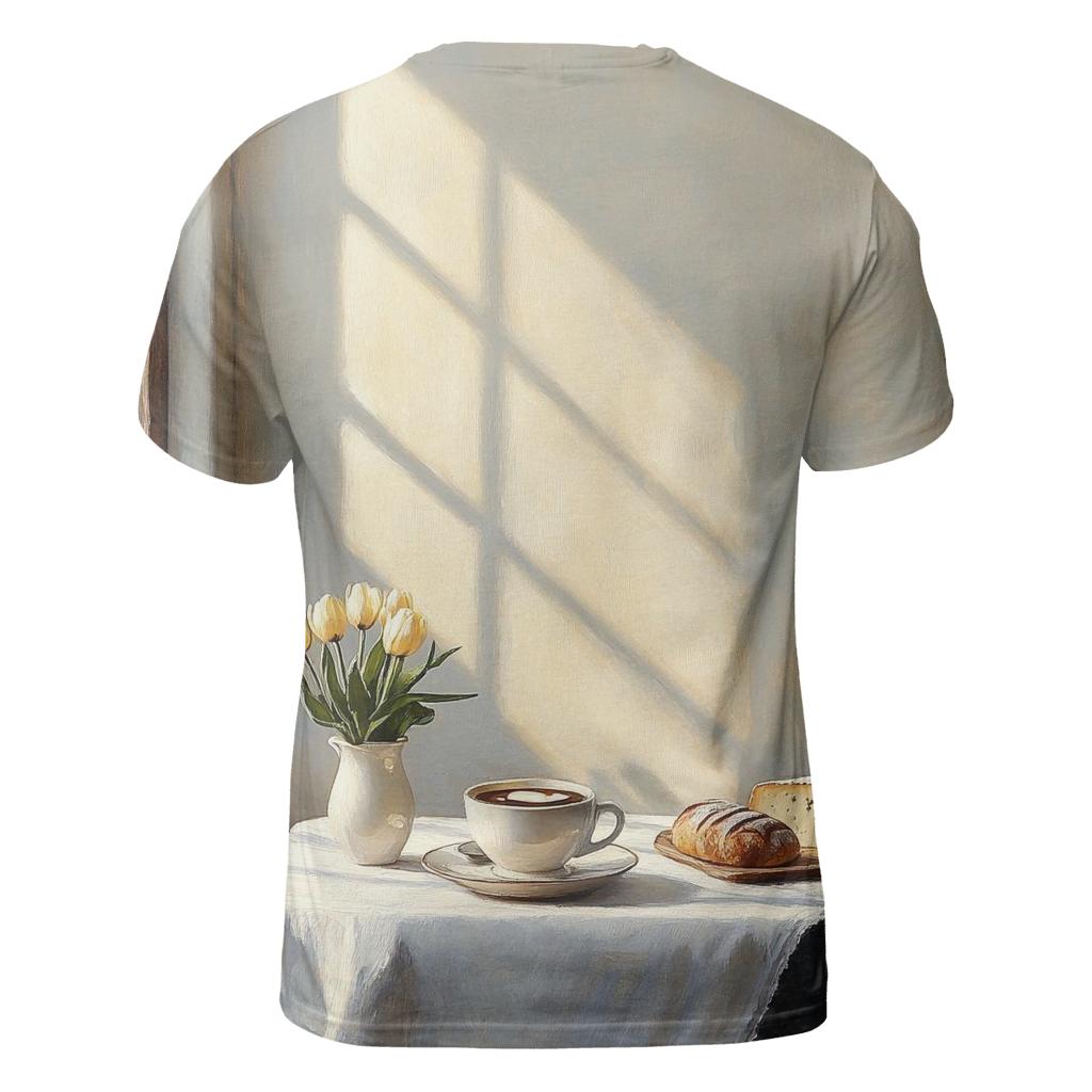 Johannes Vermeer Inspired Cafe Morning Light artistic all-over print tops