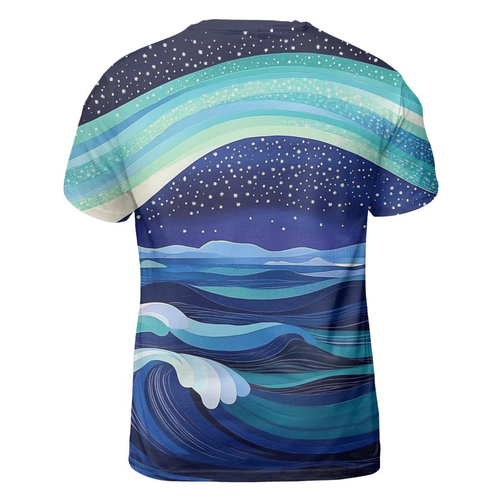 Hokusai Inspired Aurora Over Arctic Ocean custom all-over print shirts