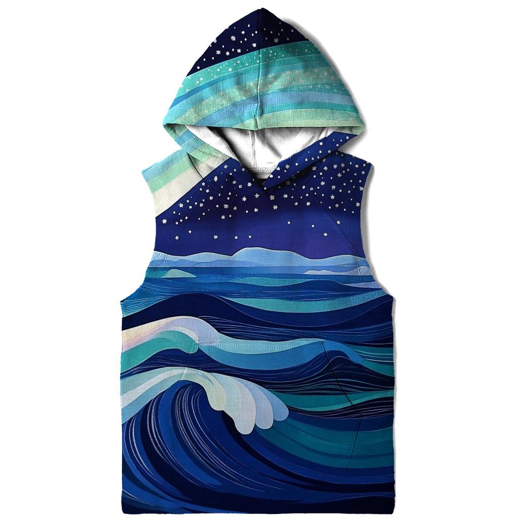 Hokusai Inspired Aurora Over Arctic Ocean heavyweight hoodies