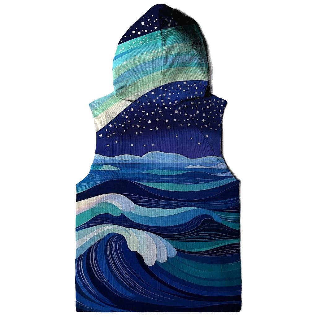 Hokusai Inspired Aurora Over Arctic Ocean heavyweight hoodies