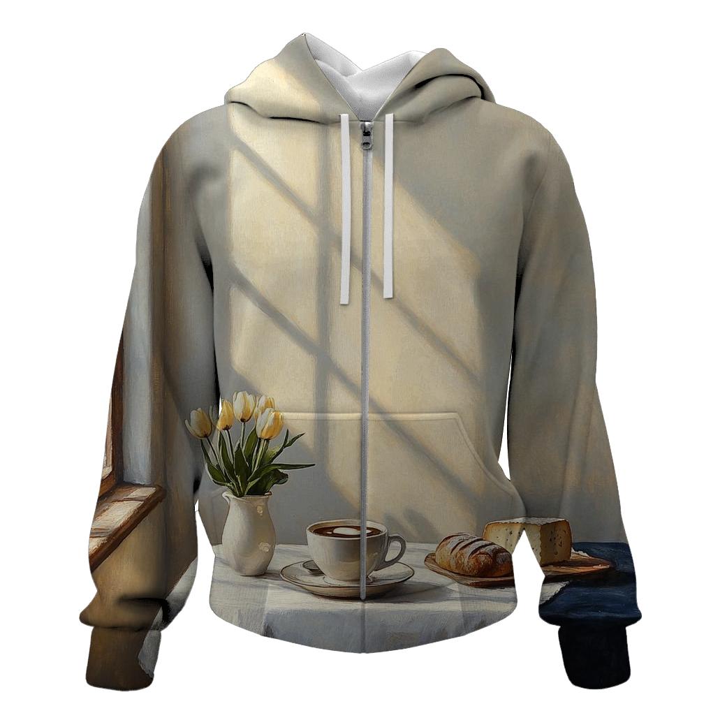 Johannes Vermeer Inspired Cafe Morning Light graphic hoodies