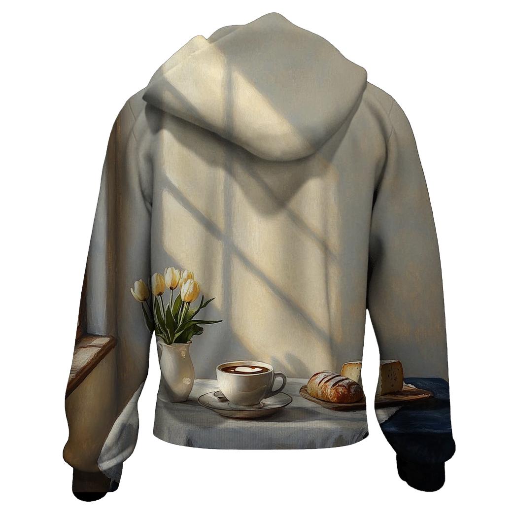 Johannes Vermeer Inspired Cafe Morning Light graphic hoodies