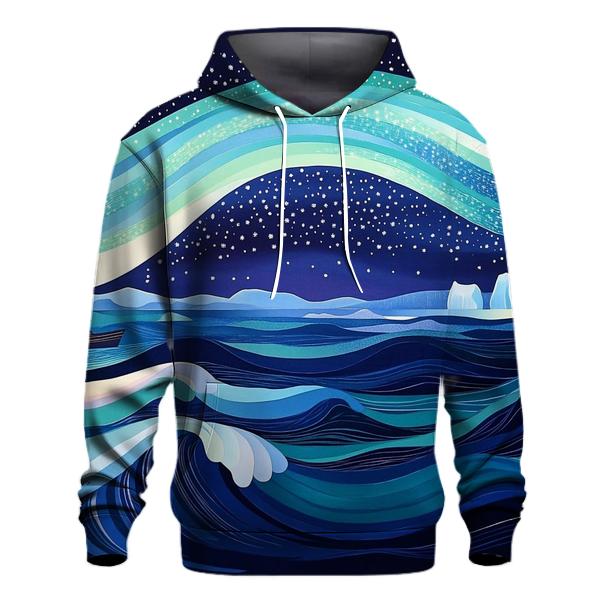 Hokusai Inspired Aurora Over Arctic Ocean premium hoodies