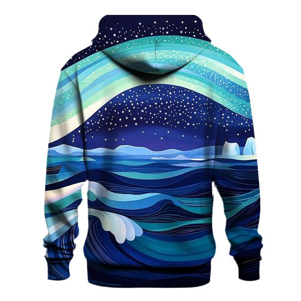 Hokusai Inspired Aurora Over Arctic Ocean premium hoodies