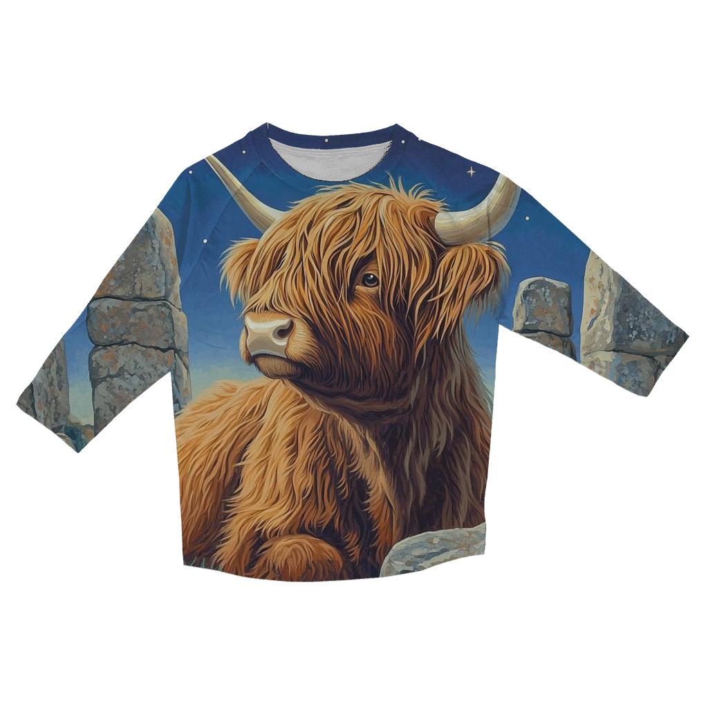 Highland Cow Stargazer By Standing Stones personalized 3/4 sleeve tees