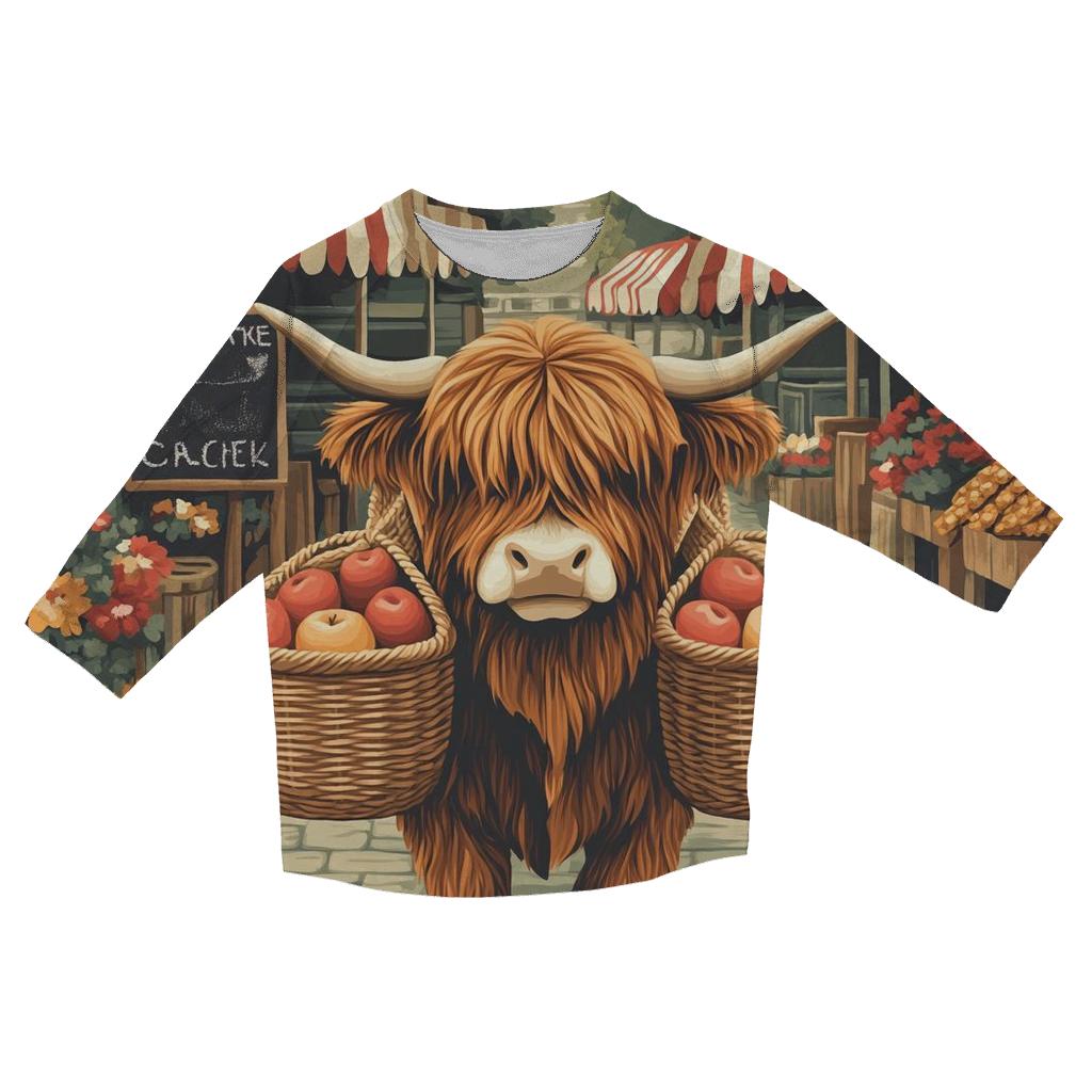 Highland Cow Market Day Porter casual three quarter sleeve shirts