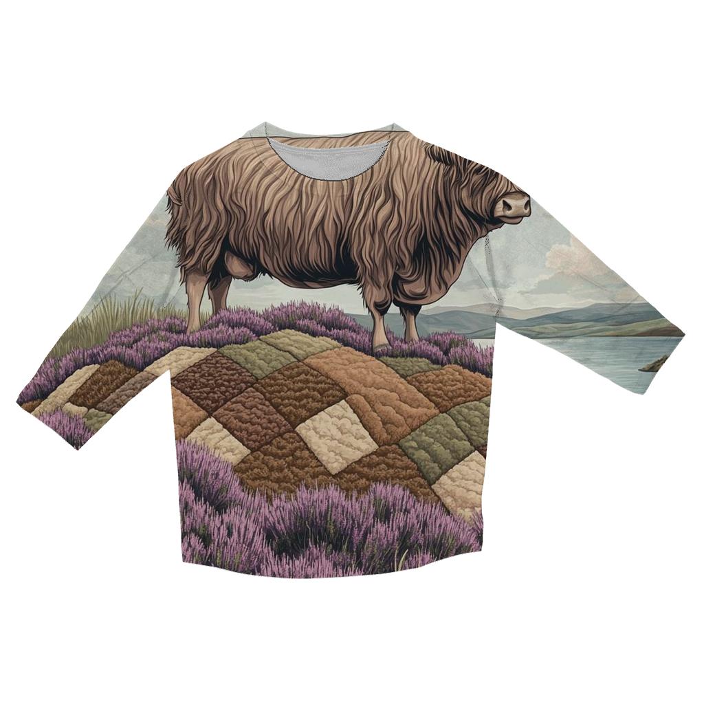 Highland Cow On The Heather Quilt Hill cotton quarter sleeve shirts