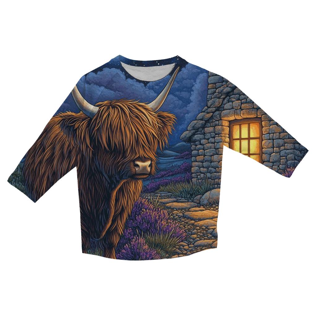 Midnight Bothy Highland Cow Guardian fashion 3/4 sleeve shirts