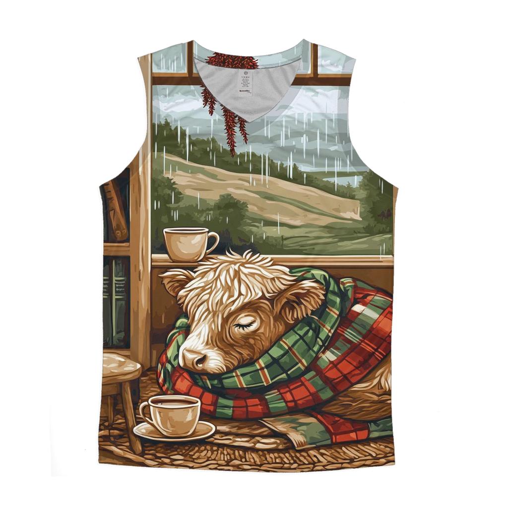 Highland Cow In Tartan Bookshop Nook casual summer tank tops