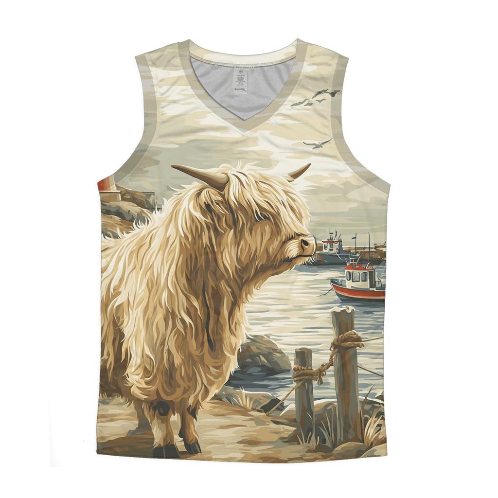 Harbor Fog Highland Cow Watcher casual summer tank tops