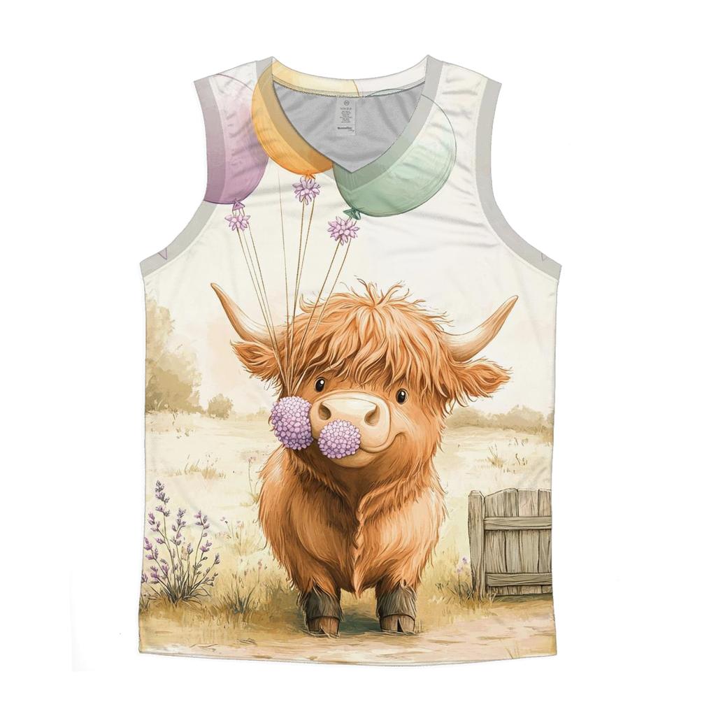 Highland Cow With Heather Balloon Bundle personalized athletic tanks