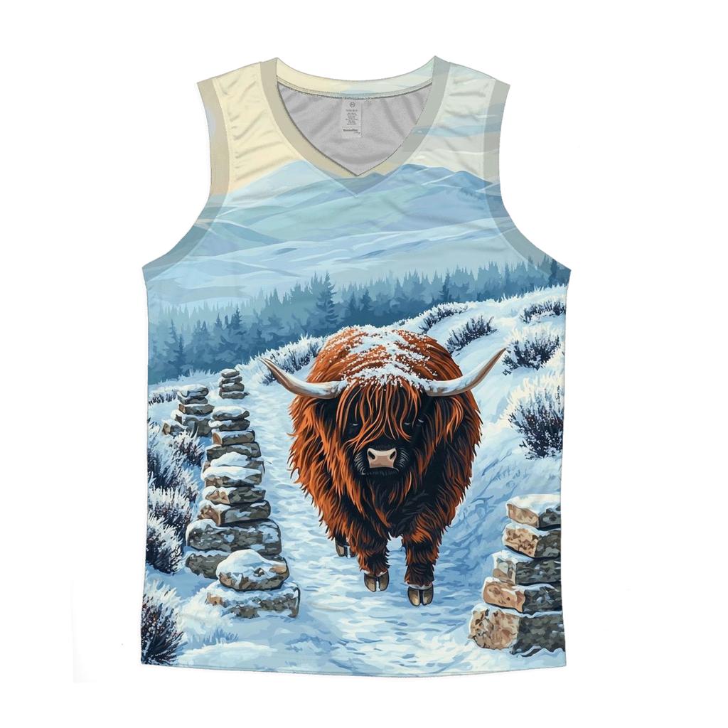 Highland Cow Snowy Cairn Trail custom tank tops