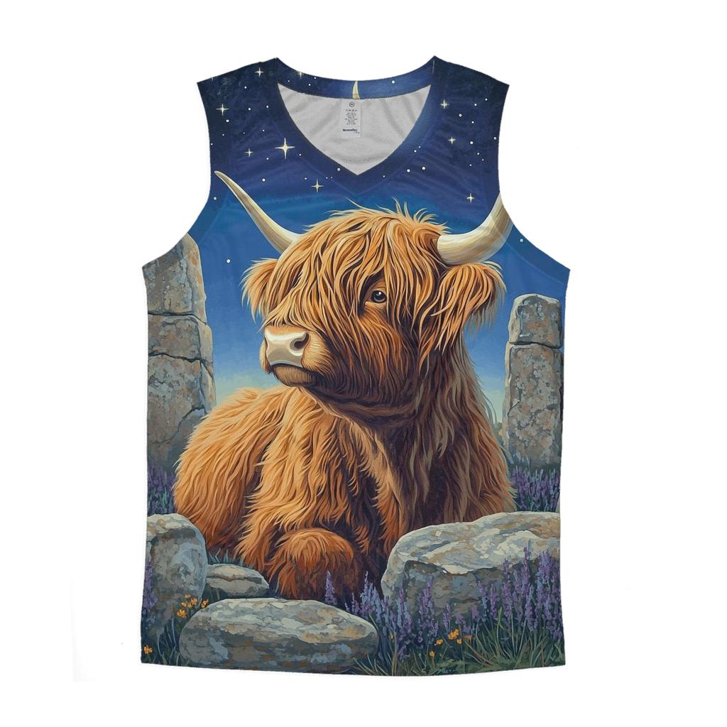 Highland Cow Stargazer By Standing Stones cotton sleeveless tops