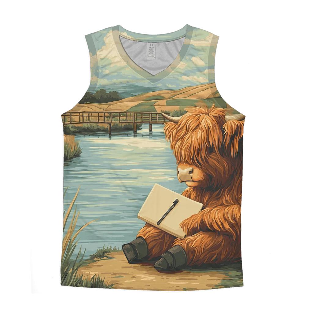 Riverbank Sketcher Highland Cow casual summer tank tops