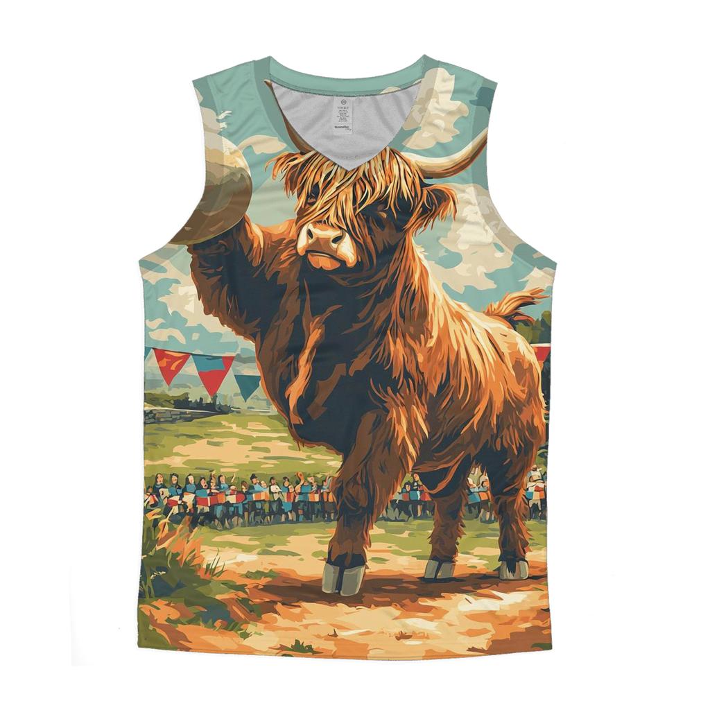 Highland Cow Highland Games Stone Toss designer workout tanks