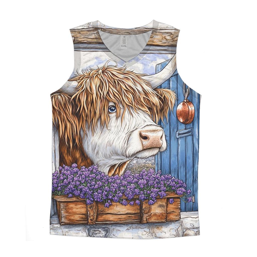 Crofthouse Window Highland Cow Peek sports performance tank tops