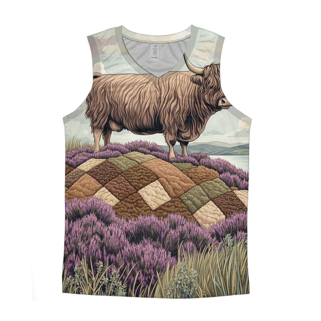 Highland Cow On The Heather Quilt Hill custom tank tops