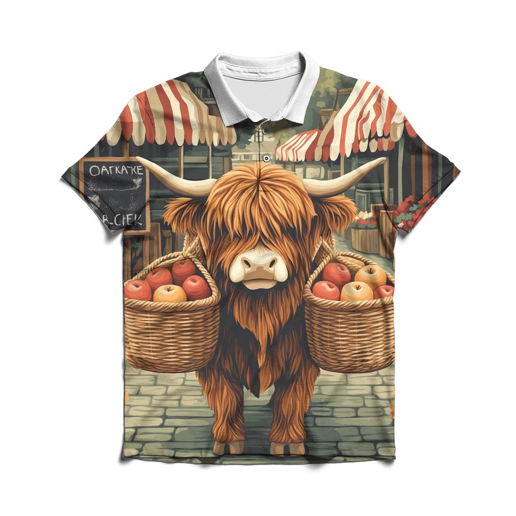 Highland Cow Market Day Porter custom polo shirts