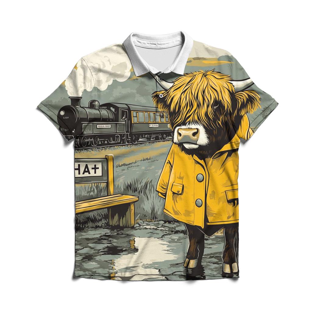 Highland Cow Raincoat By Railway Halt premium cotton polo shirts