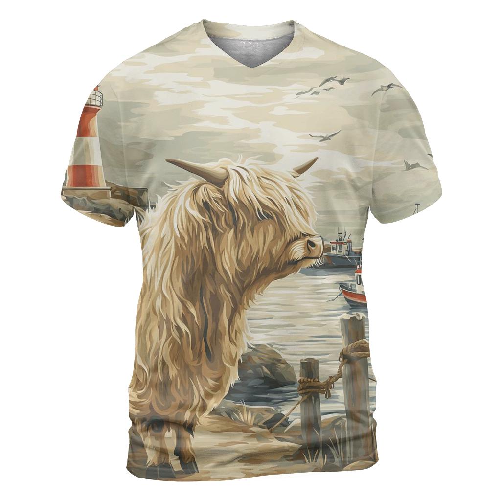 Harbor Fog Highland Cow Watcher custom all-over print shirts