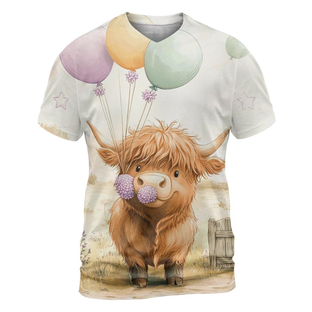 Highland Cow With Heather Balloon Bundle artistic all-over print tops