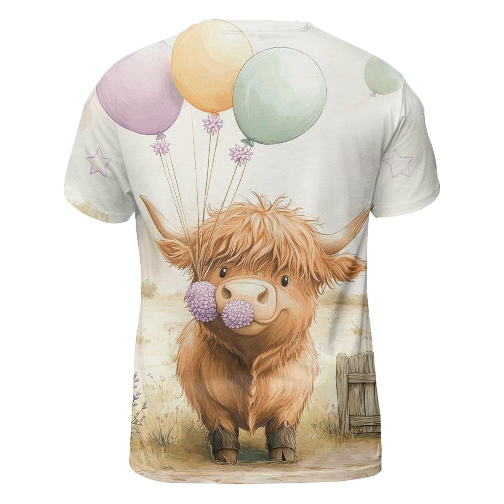 Highland Cow With Heather Balloon Bundle artistic all-over print tops