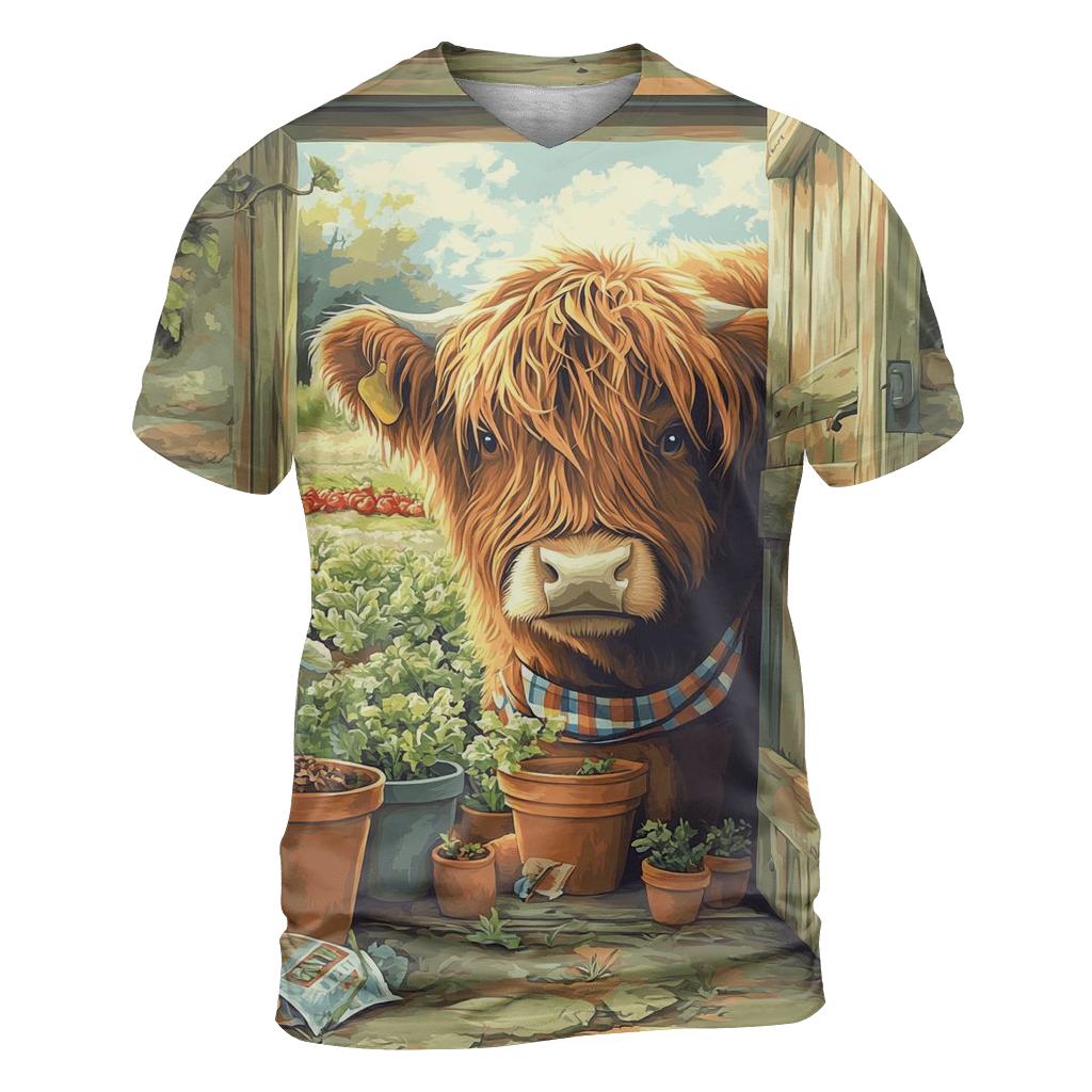 Garden Potting Shed Highland Cow Helper trendy printed shirt styles
