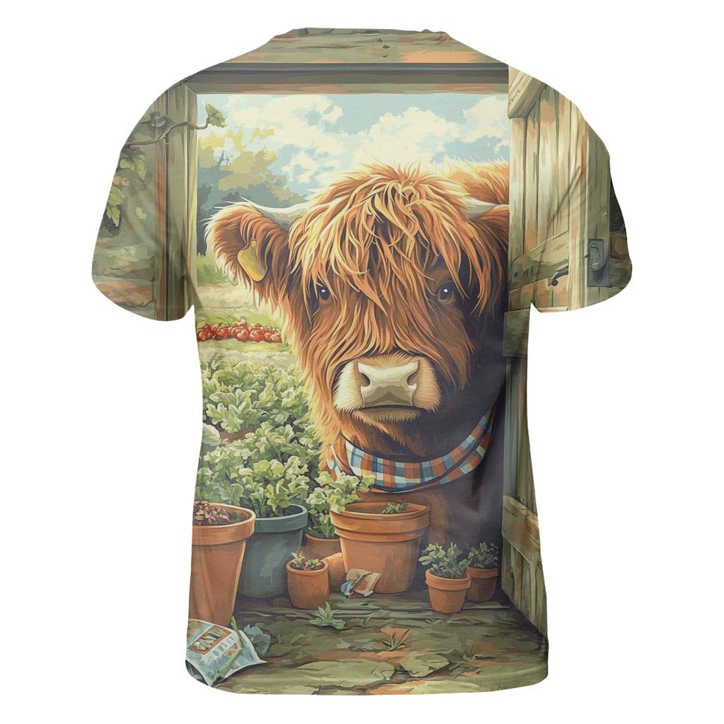 Garden Potting Shed Highland Cow Helper trendy printed shirt styles