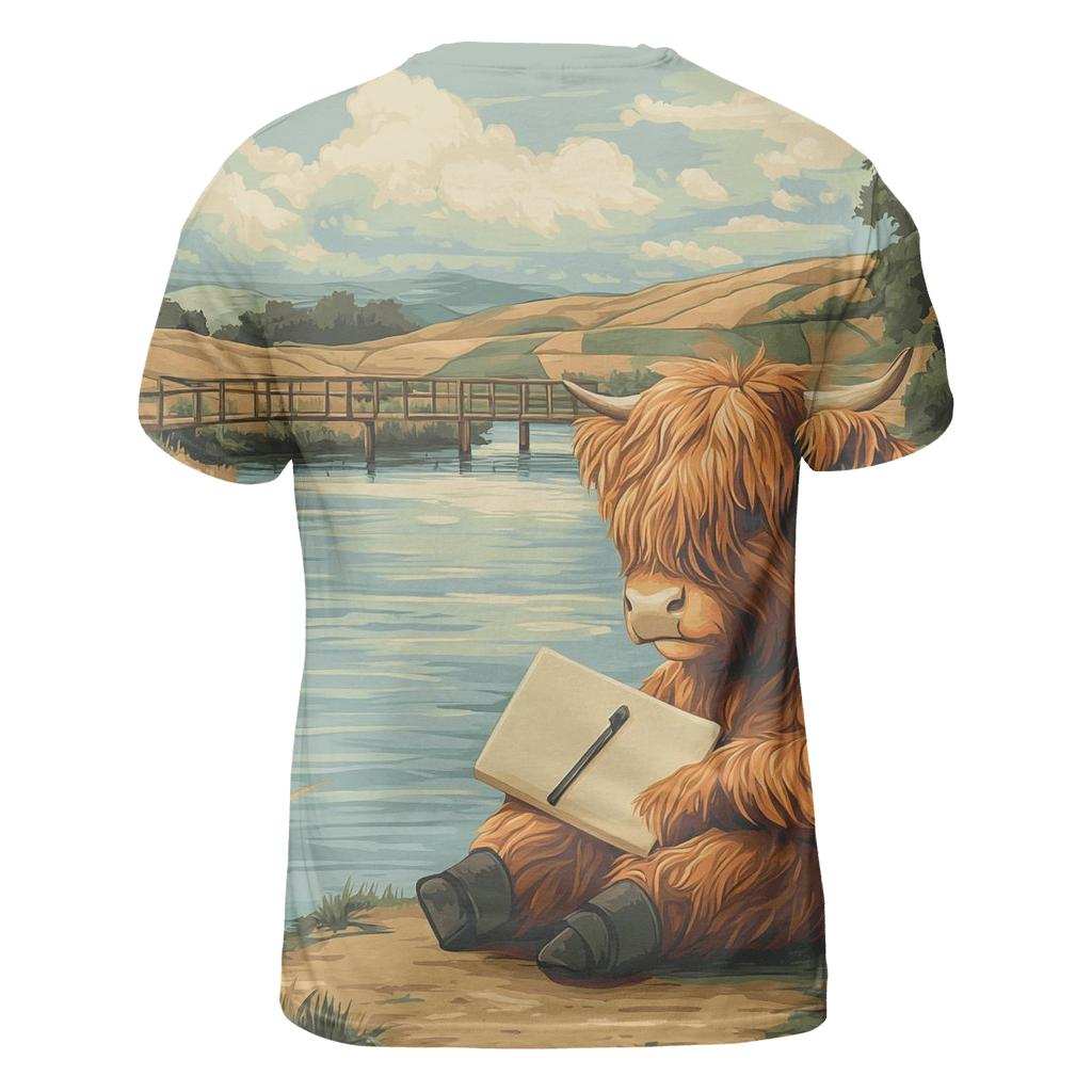 Riverbank Sketcher Highland Cow creative print fashion shirts