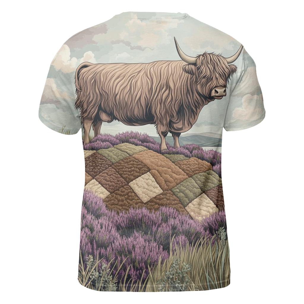 Highland Cow On The Heather Quilt Hill unique graphic print tees