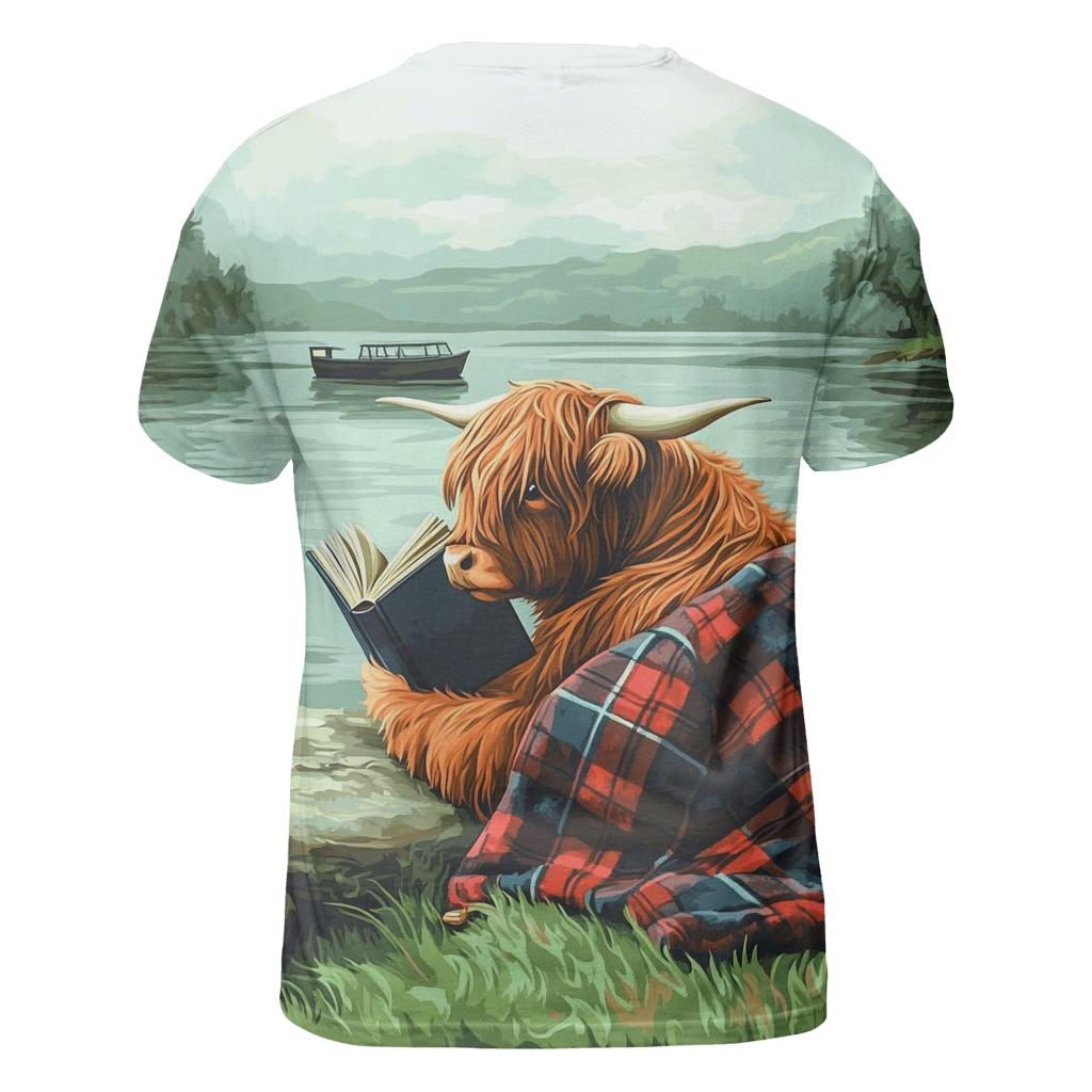Highland Cow Lochness Shore Book Reader designer pattern shirts