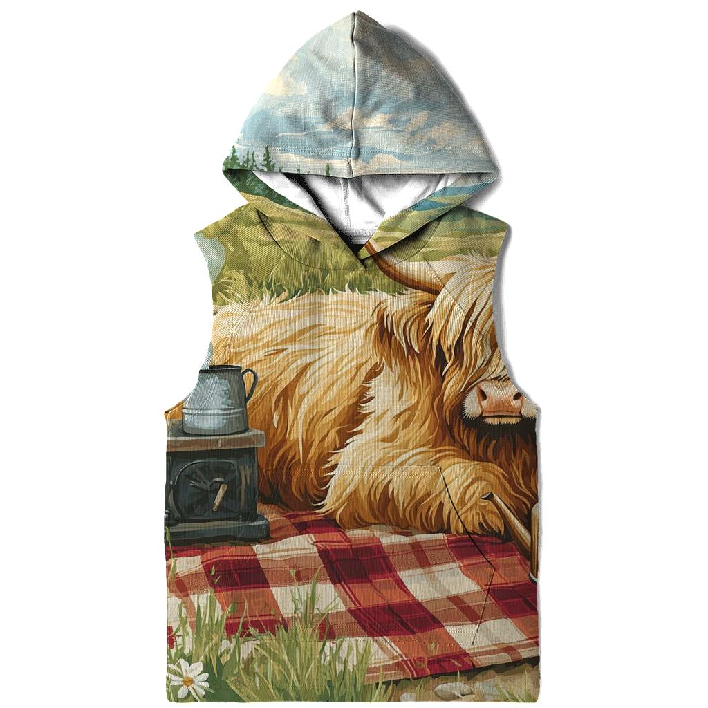 Tea Picnic With Highland Cow Companion lightweight hoodies