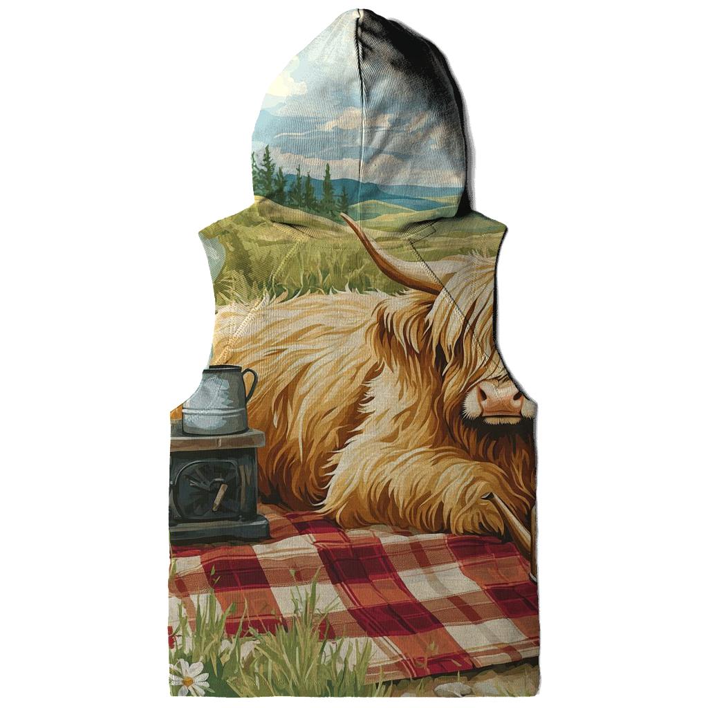 Tea Picnic With Highland Cow Companion lightweight hoodies