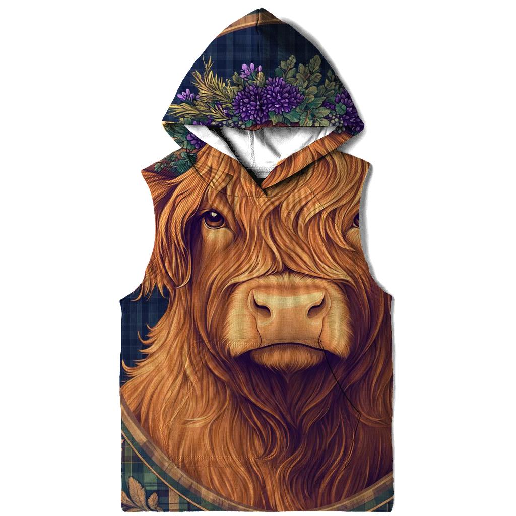Thistle Crowned Highland Cow Portrait hoodie trends
