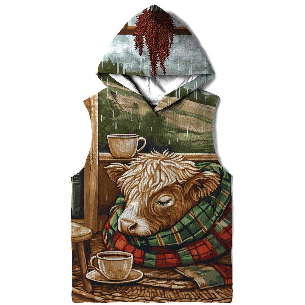 Highland Cow In Tartan Bookshop Nook designer hoodies