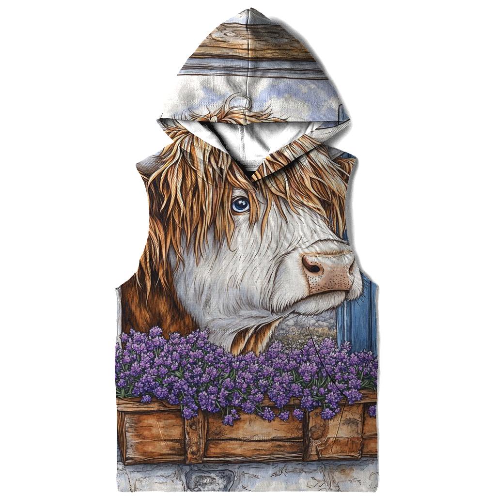 Crofthouse Window Highland Cow Peek graphic hoodies