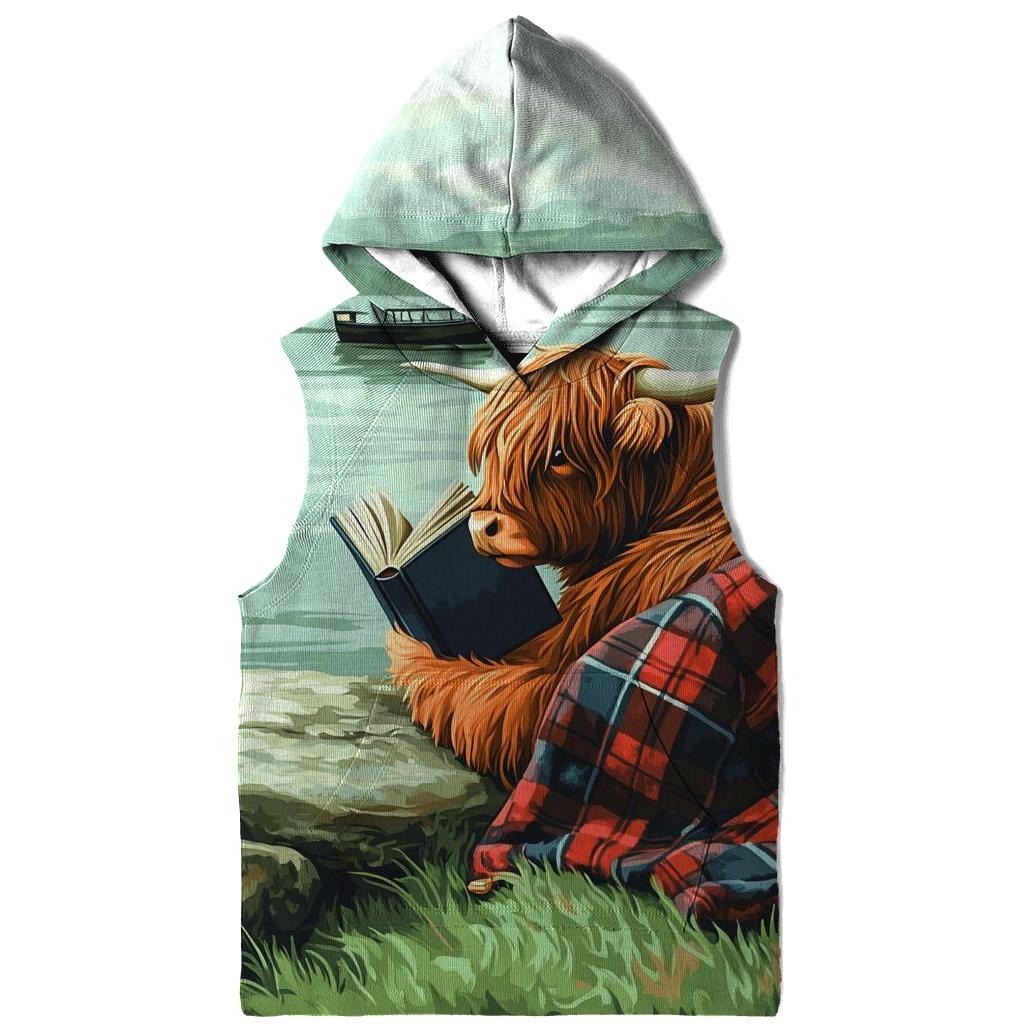 Highland Cow Lochness Shore Book Reader pullover hoodies