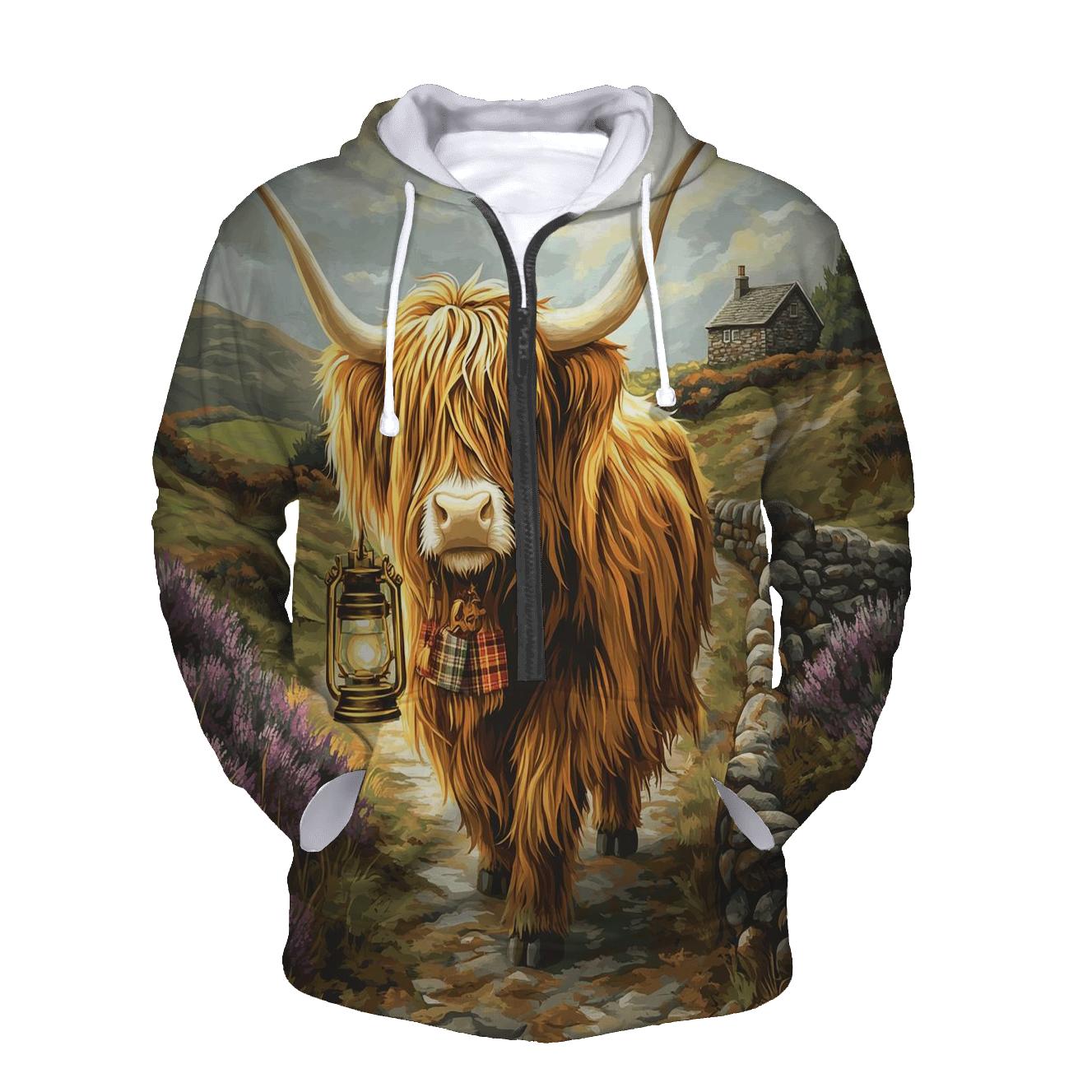 Highland Cow Lantern Keeper pullover hoodies