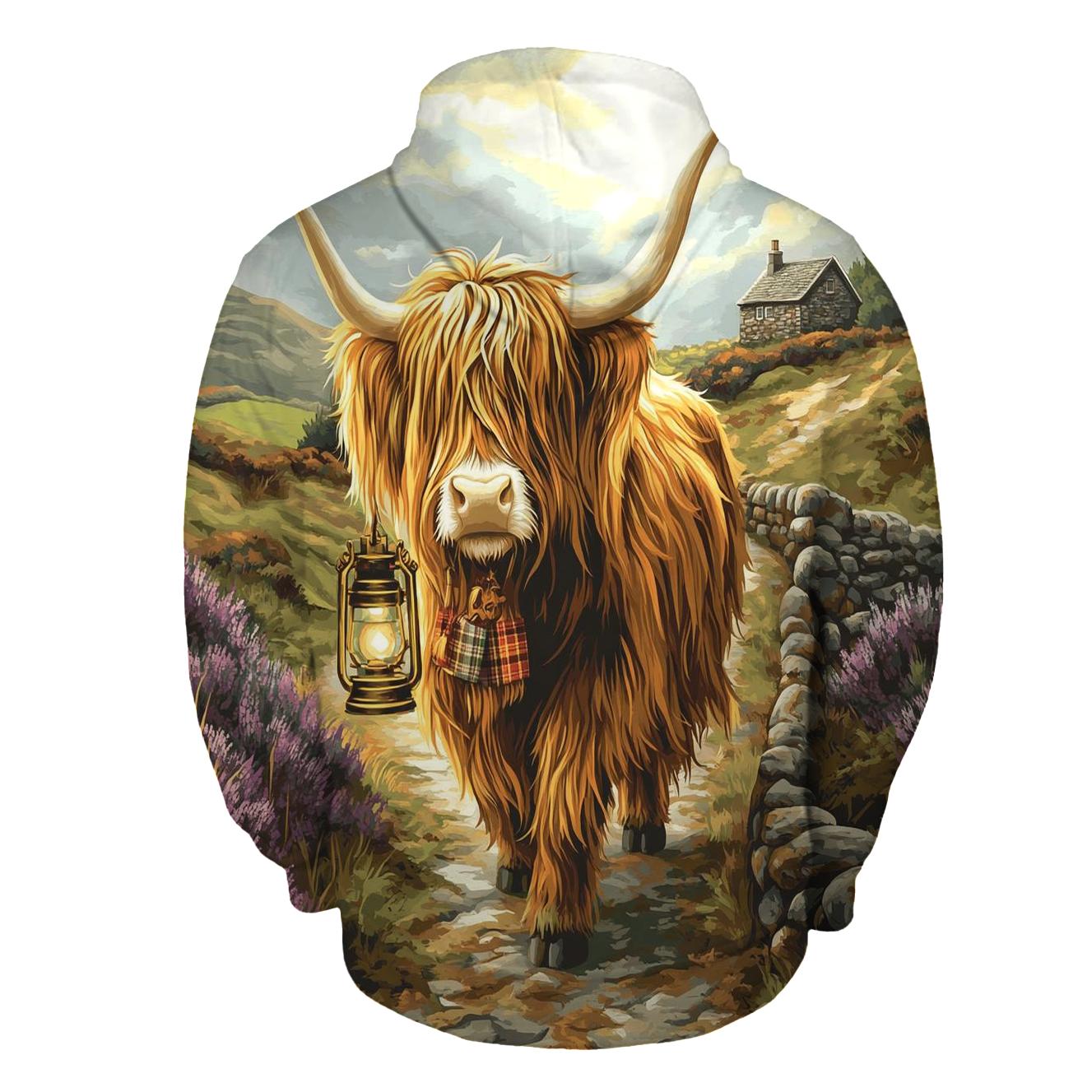 Highland Cow Lantern Keeper pullover hoodies